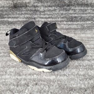 Nike Jordan 6‎ Retro Toddler Shoes Black Gold Leather Sz 8C